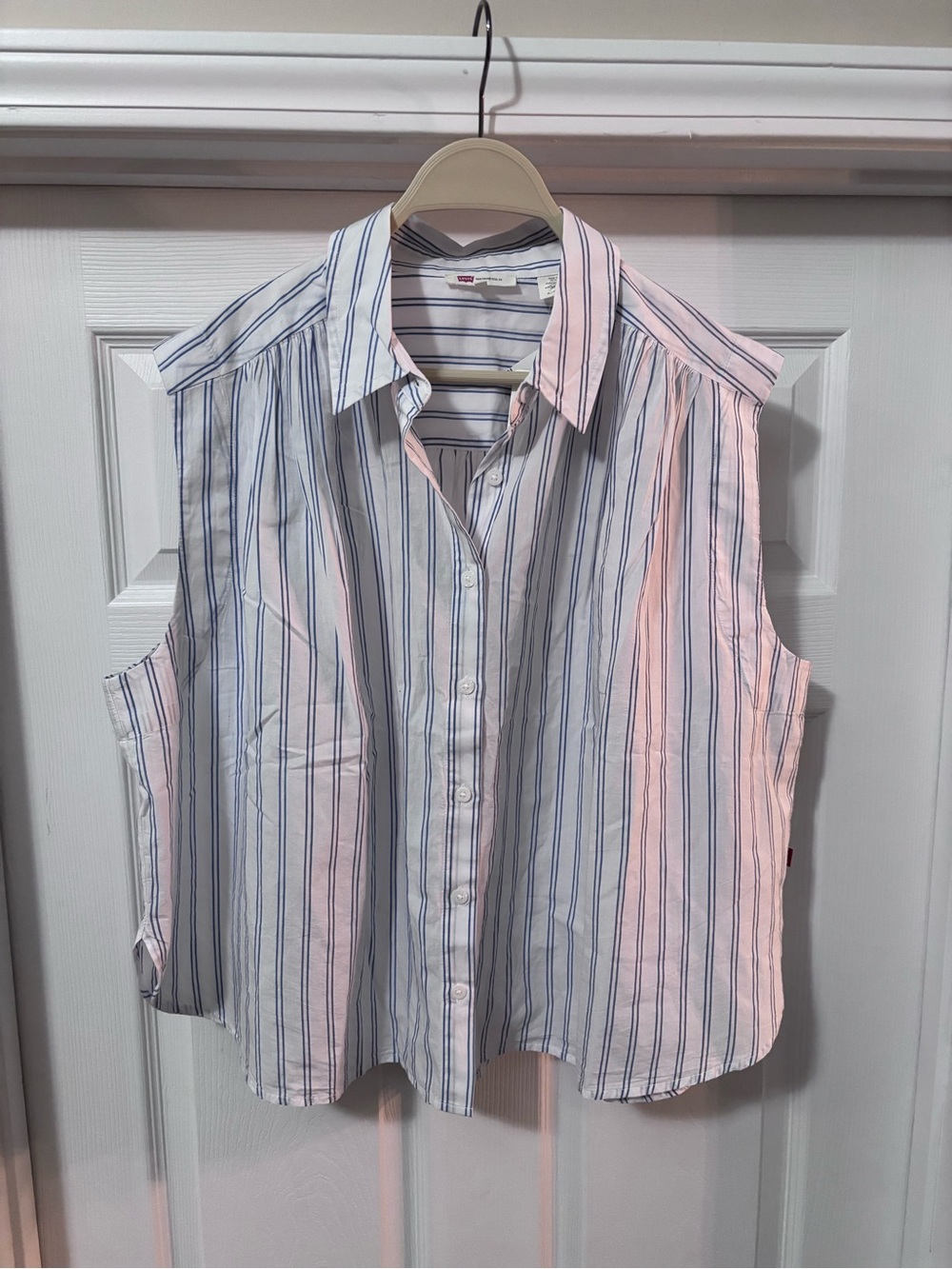 Levi's White Shirt with Blue Stripes
